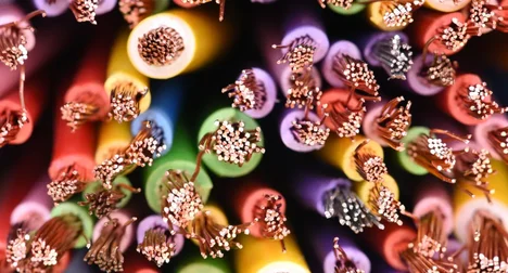 cross-section of electrical cables containing value metals such as copper